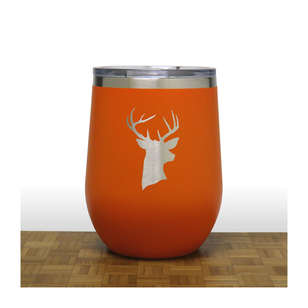 Orange - Deer Head PC 12oz STEMLESS WINE - Copyright Hues in Glass