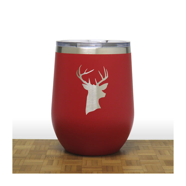 Red - Deer Head PC 12oz STEMLESS WINE - Copyright Hues in Glass