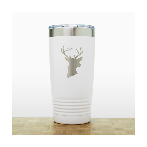 White - Deer_Head - 20 oz Insulated Tumbler - Copyright Hues in Glass
