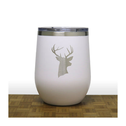 White - Deer Head PC 12oz STEMLESS WINE - Copyright Hues in Glass