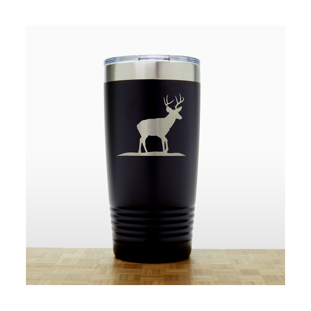 Black - Deer_Stag 20 oz Insulated Tumbler - Copyright Hues in Glass