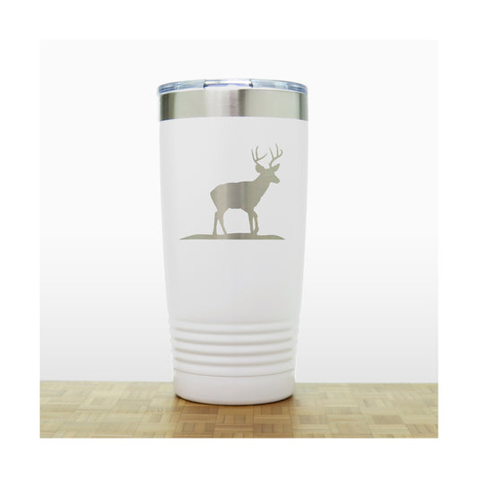 White - Deer_Stag 20 oz Insulated Tumbler - Copyright Hues in Glass