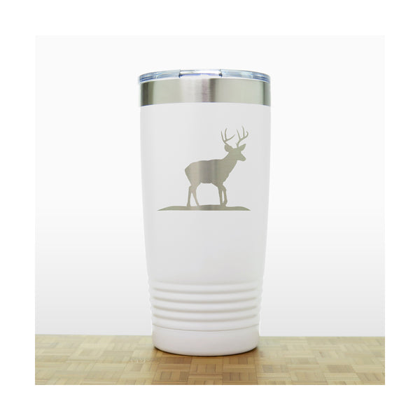 White - Deer_Stag 20 oz Insulated Tumbler - Copyright Hues in Glass