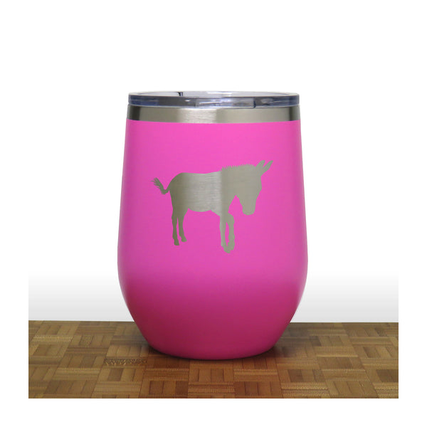 Pink - Donkey PC 12oz STEMLESS WINE - Copyright Hues in Glass