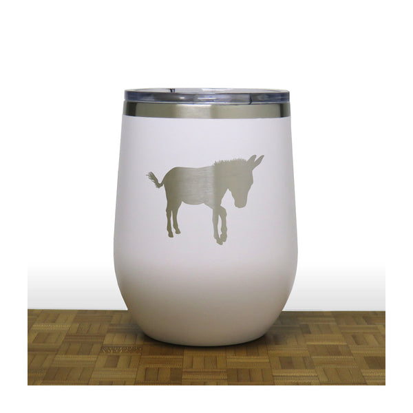 White - Donkey PC 12oz STEMLESS WINE - Copyright Hues in Glass