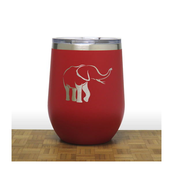 Red - Elephant Design 4 PC 12oz STEMLESS WINE - Copyright Hues in Glass