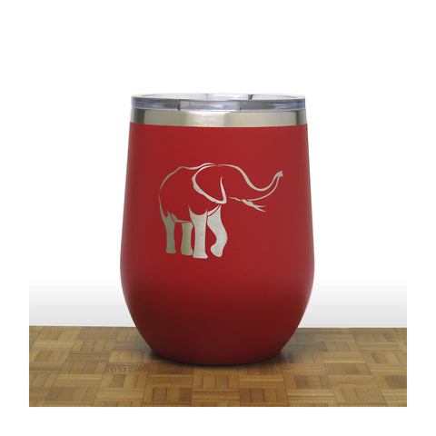 Red - Elephant Design 4 PC 12oz STEMLESS WINE - Copyright Hues in Glass