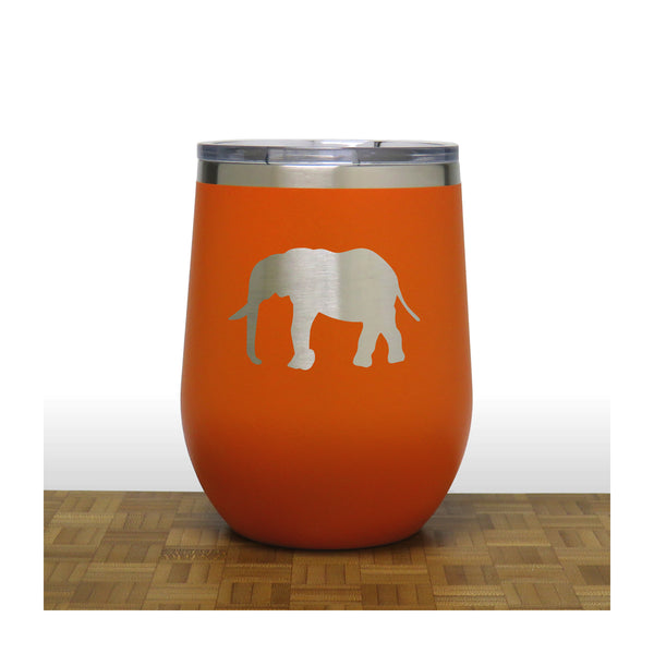 Orange - Elephant Design 5 PC 12oz STEMLESS WINE - Copyright Hues in Glass
