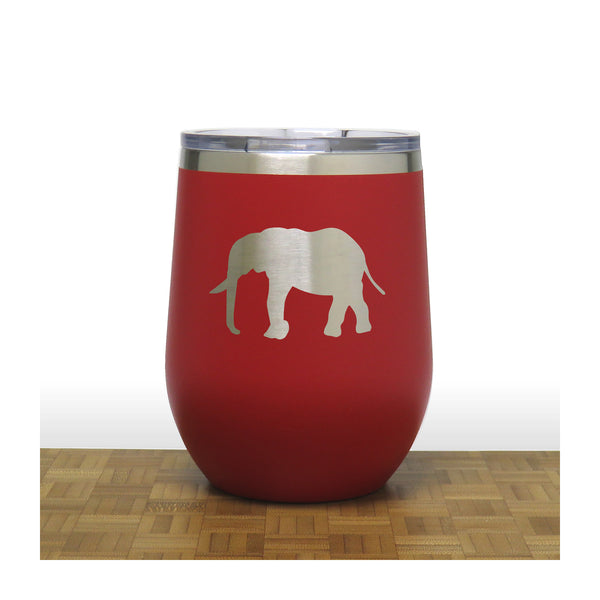 Red - Elephant Design 5 PC 12oz STEMLESS WINE - Copyright Hues in Glass