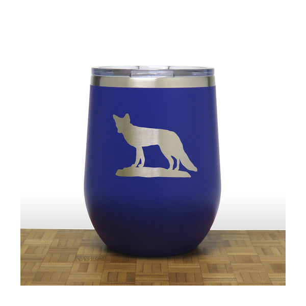 Blue - Fox 3 PC 12oz STEMLESS WINE - Copyright Hues in Glass