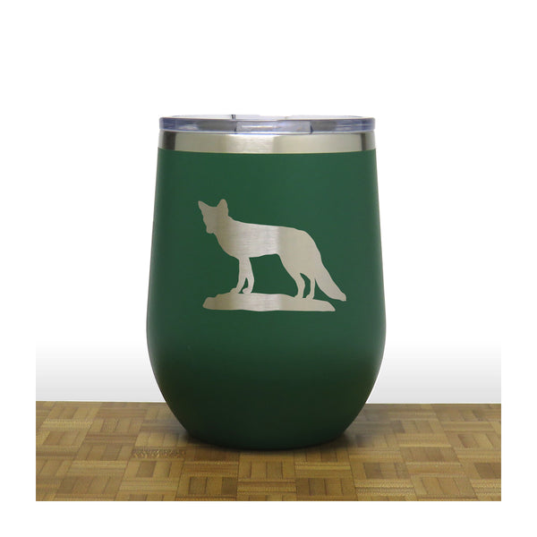 Green - Fox 3 PC 12oz STEMLESS WINE - Copyright Hues in Glass