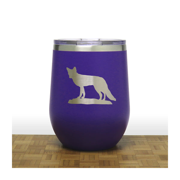 Purple - Fox 3 PC 12oz STEMLESS WINE - Copyright Hues in Glass
