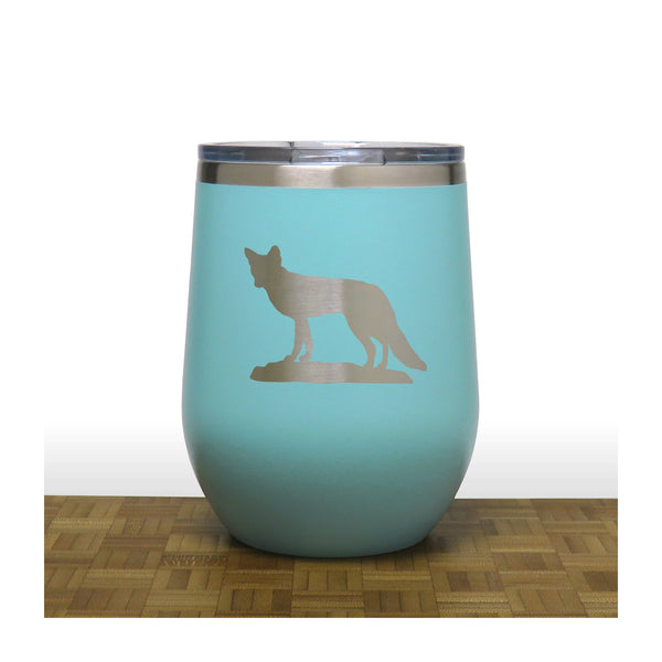 Teal - Fox 3 PC 12oz STEMLESS WINE - Copyright Hues in Glass