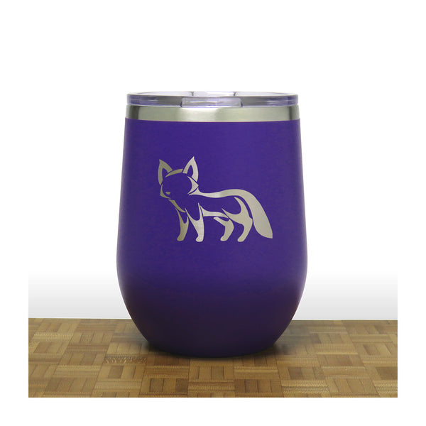 Purple - Fox 4 PC 12oz STEMLESS WINE - Copyright Hues in Glass