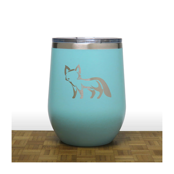 Teal - Fox 4 PC 12oz STEMLESS WINE - Copyright Hues in Glass