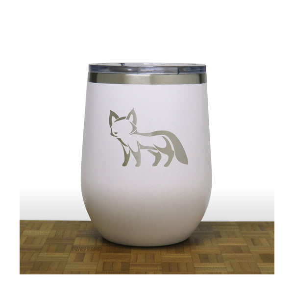 White  - Fox 4 PC 12oz STEMLESS WINE - Copyright Hues in Glass