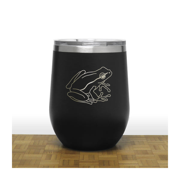 Black - Garden Frog PC 12oz STEMLESS WINE - Copyright Hues in Glass