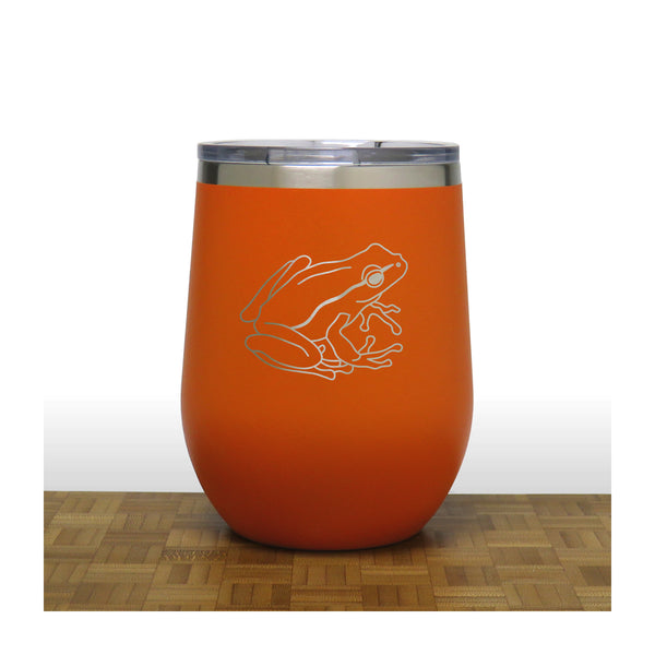 Orange - Garden Frog PC 12oz STEMLESS WINE - Copyright Hues in Glass