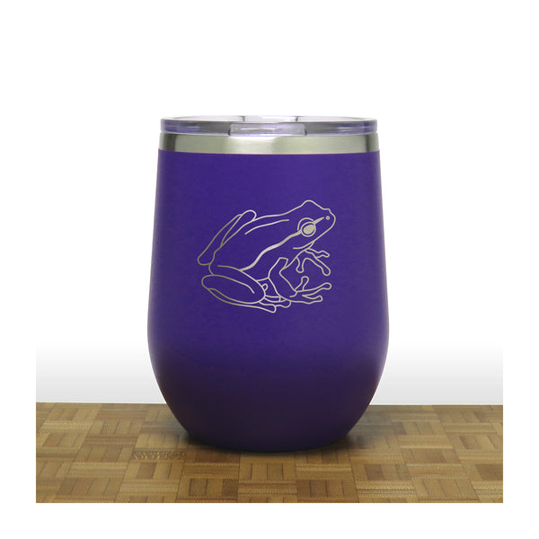 Purple - Garden Frog PC 12oz STEMLESS WINE - Copyright Hues in Glass