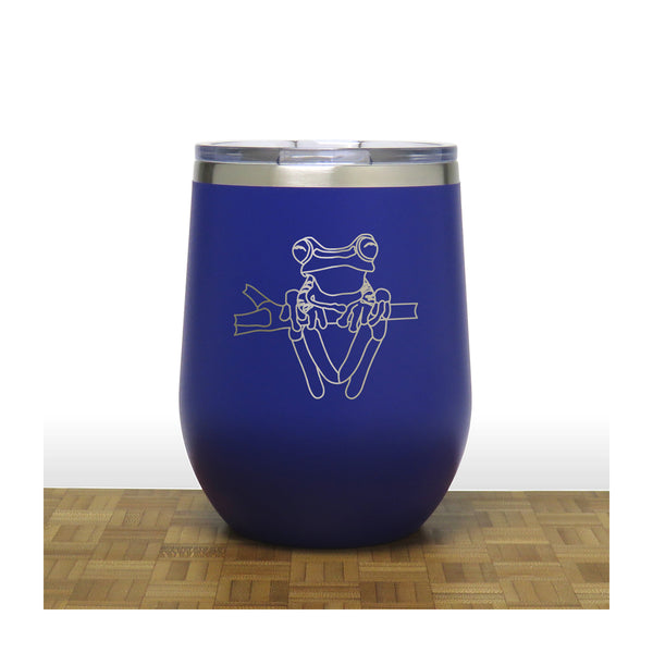 Blue - Tree Frog PC 12oz STEMLESS WINE - Copyright Hues in Glass