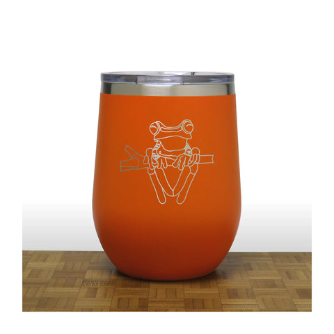 Orange - Tree Frog PC 12oz STEMLESS WINE - Copyright Hues in Glass