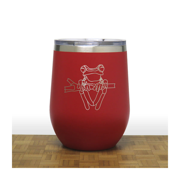 Red - Tree Frog PC 12oz STEMLESS WINE - Copyright Hues in Glass