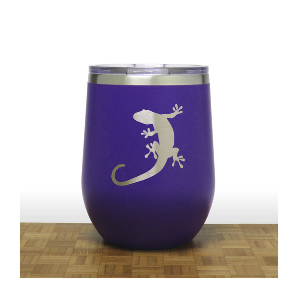 Purple - Gecko PC 12oz STEMLESS WINE - Copyright Hues in Glass