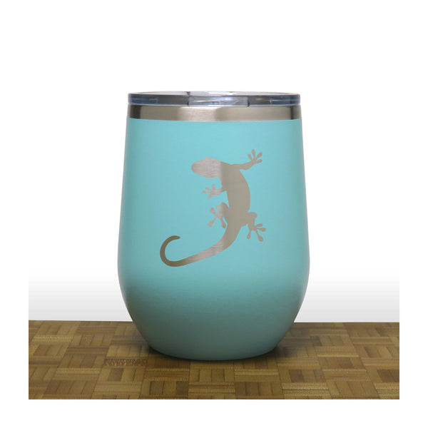 Teal - Gecko PC 12oz STEMLESS WINE - Copyright Hues in Glass