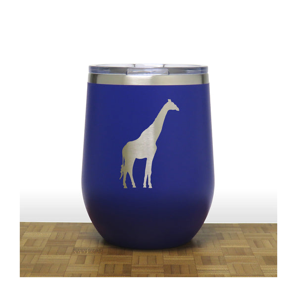 Blue - Giraffe PC 12oz STEMLESS WINE - Copyright Hues in Glass