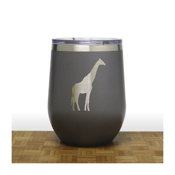 Grey - Giraffe PC 12oz STEMLESS WINE - Copyright Hues in Glass