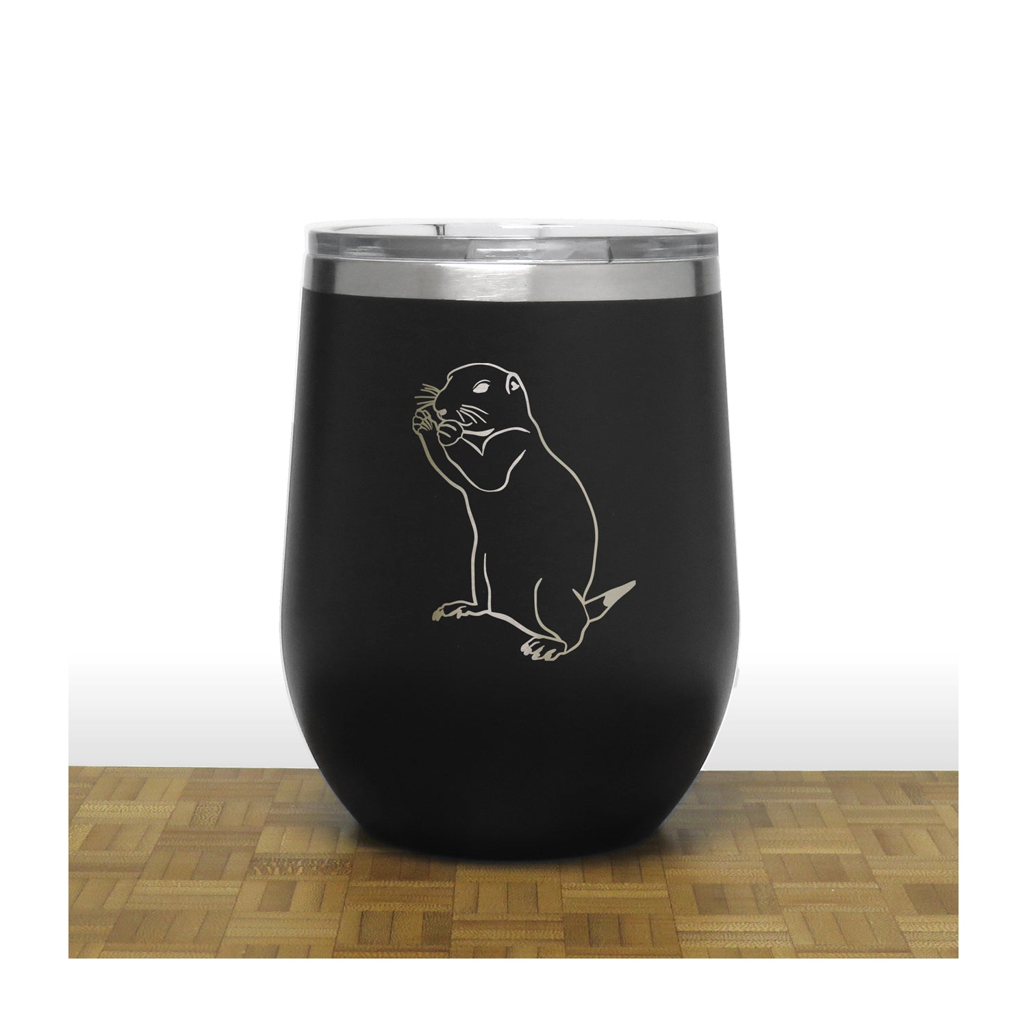 Black - Gopher PC 12oz STEMLESS WINE - Copyright Hues in Glass