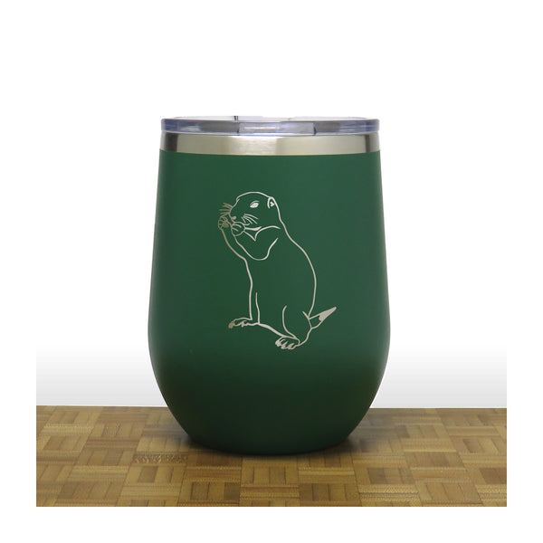Green - Gopher PC 12oz STEMLESS WINE - Copyright Hues in Glass