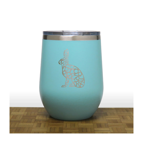 Teal - Hare PC 12oz STEMLESS WINE - Copyright Hues in Glass