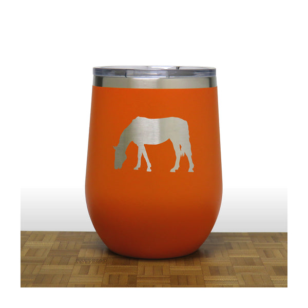 Orange - Grazing Horse PC 12oz STEMLESS WINE - Copyright Hues in Glass