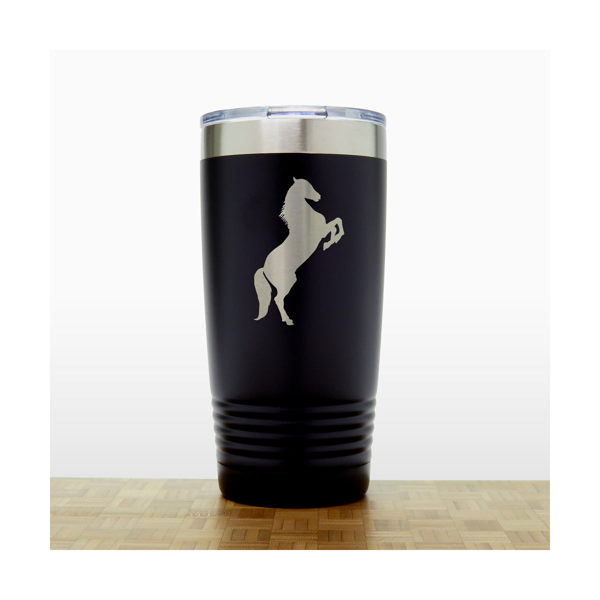 Black - Prancing Horse 20 oz Insulated Tumbler - Copyright Hues in Glass