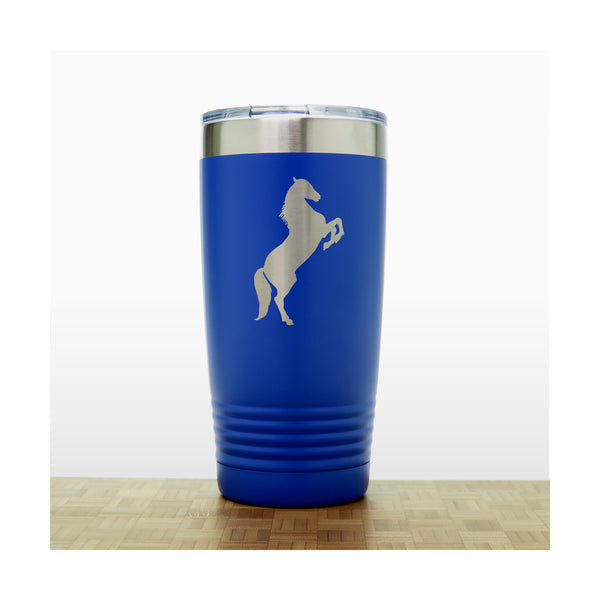 Blue - Prancing Horse 20 oz Insulated Tumbler - Copyright Hues in Glass
