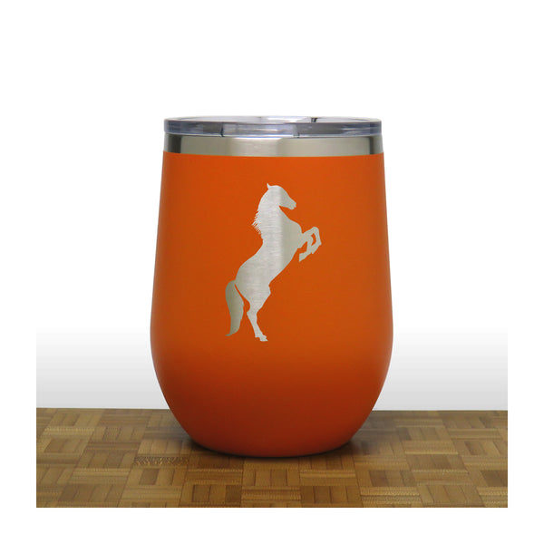 Orange - Prancing Horse PC 12oz STEMLESS WINE - Copyright Hues in Glass
