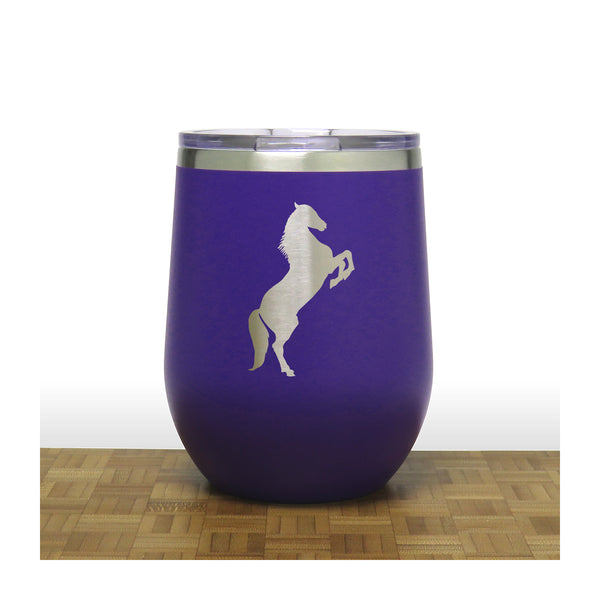 Purple - Prancing Horse PC 12oz STEMLESS WINE - Copyright Hues in Glass