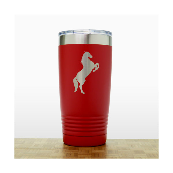 Red - Prancing Horse 20 oz Insulated Tumbler - Copyright Hues in Glass