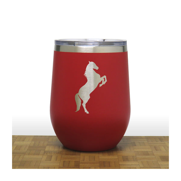 Red - Prancing Horse PC 12oz STEMLESS WINE - Copyright Hues in Glass