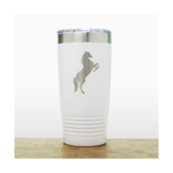 White - Prancing Horse 20 oz Insulated Tumbler - Copyright Hues in Glass