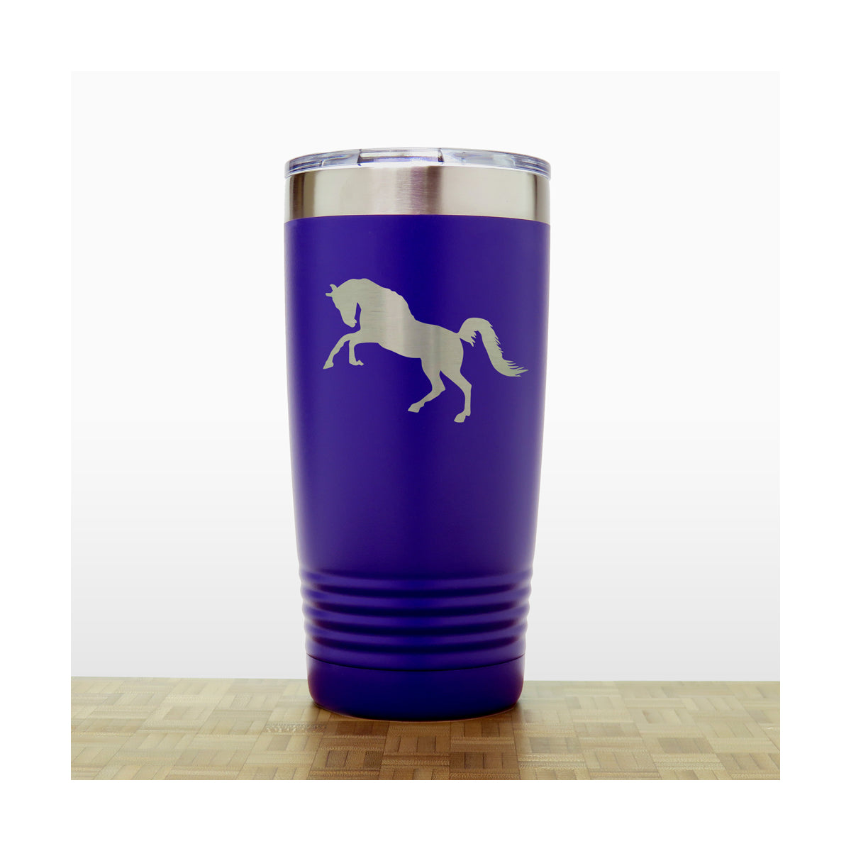 Purple - Rearing Horse - Horse Graze 20 oz Insulated Tumbler - Copyright Hues in Glass