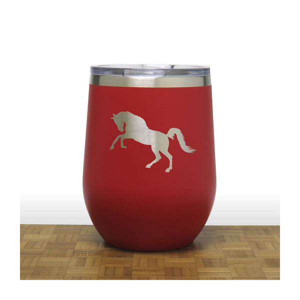 Red - Rearing Horse PC 12oz STEMLESS WINE - Copyright Hues in Glass