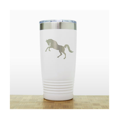 White - Rearing Horse - Horse Graze 20 oz Insulated Tumbler - Copyright Hues in Glass