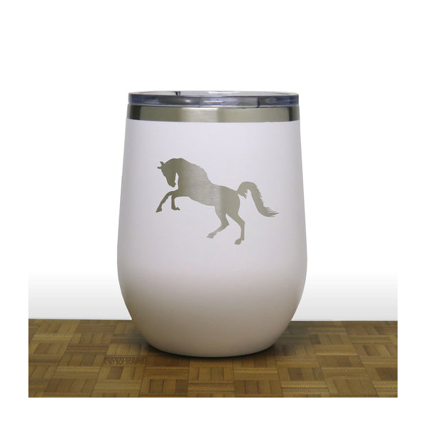 White - Rearing Horse PC 12oz STEMLESS WINE - Copyright Hues in Glass