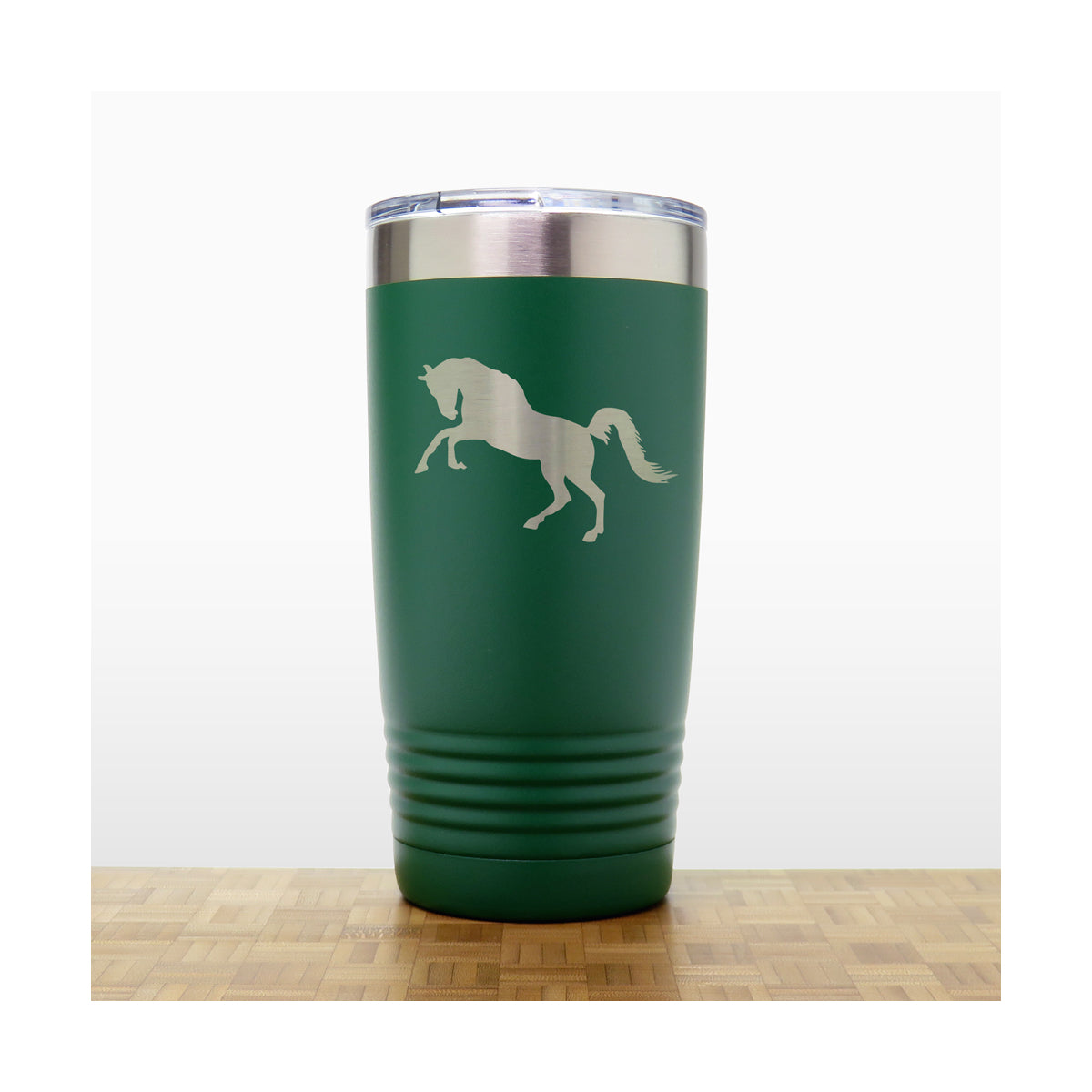 Green - Rearing Horse - Horse Graze 20 oz Insulated Tumbler - Copyright Hues in Glass