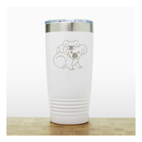 White - Koala with Baby 20 oz Insulated Tumbler - Copyright Hues in Glass
