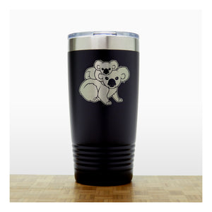 Black - Koala with Baby 20 oz Insulated Tumbler - Copyright Hues in Glass