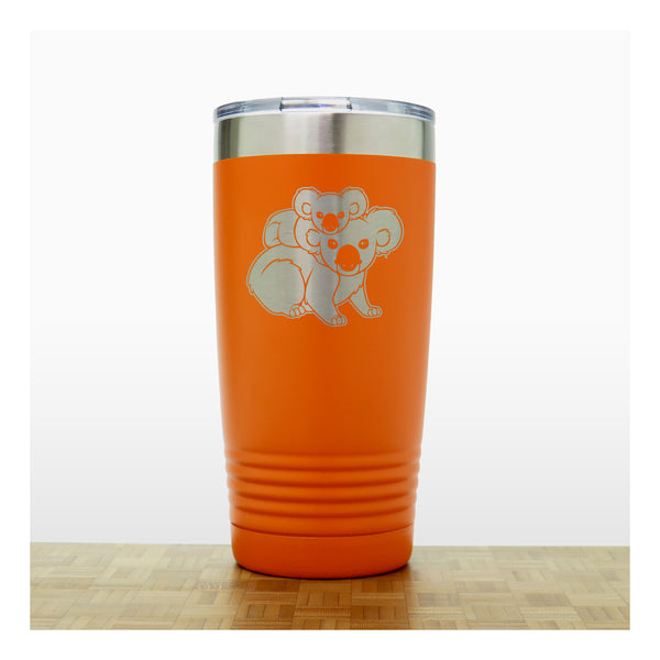 Orange - Koala with Baby 20 oz Insulated Tumbler - Copyright Hues in Glass