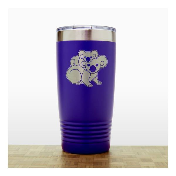 Purple - Koala with Baby 20 oz Insulated Tumbler - Copyright Hues in Glass